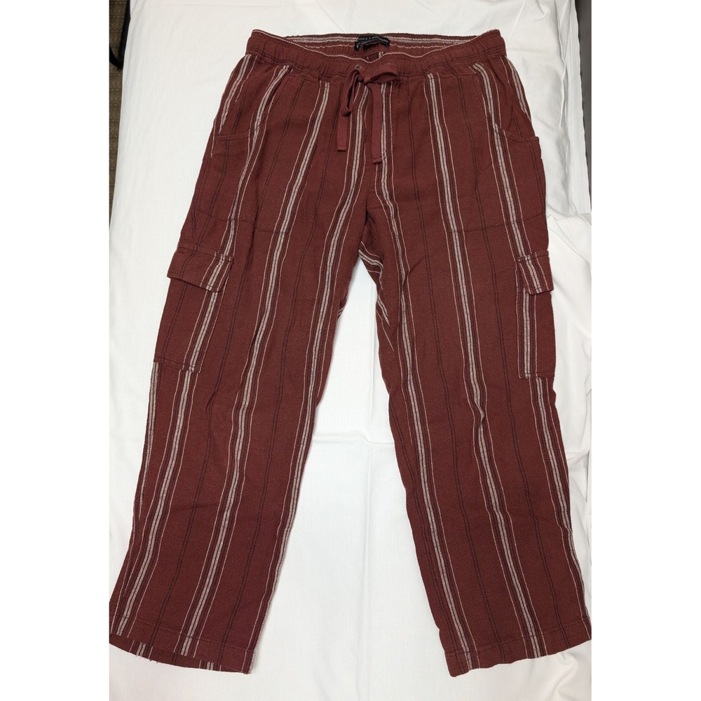 Sanctuary x Anthropologie Striped Linen Cargo Pants Womens Small Pull-On Cropped